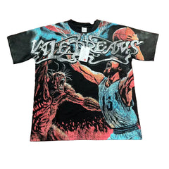 Black Vintage‑Wash Basketball Player & Lion Graphic Oversized Unisex T‑Shirt