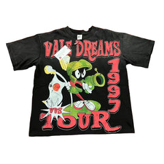 Black Vintage‑Wash Vale Dreams 1997 Tour Cartoon Graphic Oversized Unisex T‑Shirt