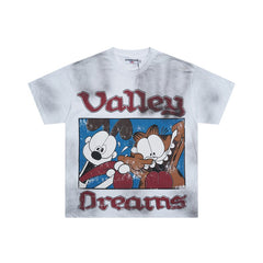 Grey Tie‑Dye Cartoon "Valley Dreams" Oversized Unisex T‑Shirt