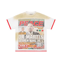 Vintage Tie‑Dye Ringer T‑Shirt Martin Luther King Peace Graphic Oversized Unisex Tee