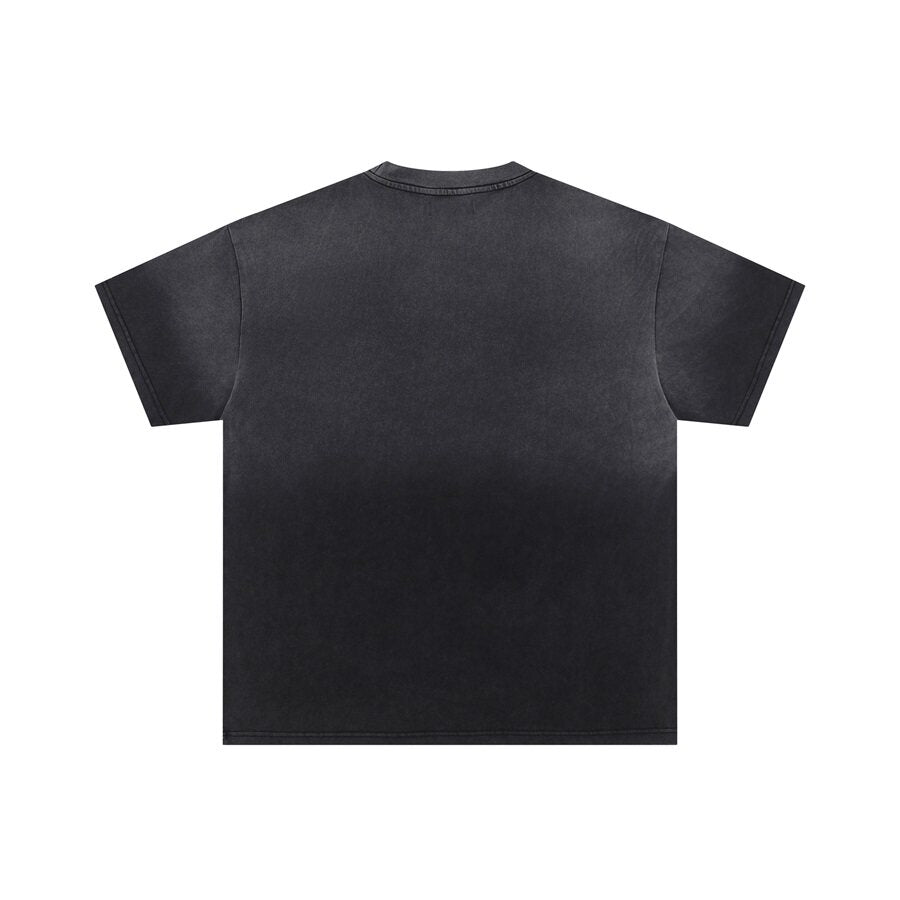 Black Vintage‑Wash Valley Fest Character Graphic Oversized Unisex T‑Shirt
