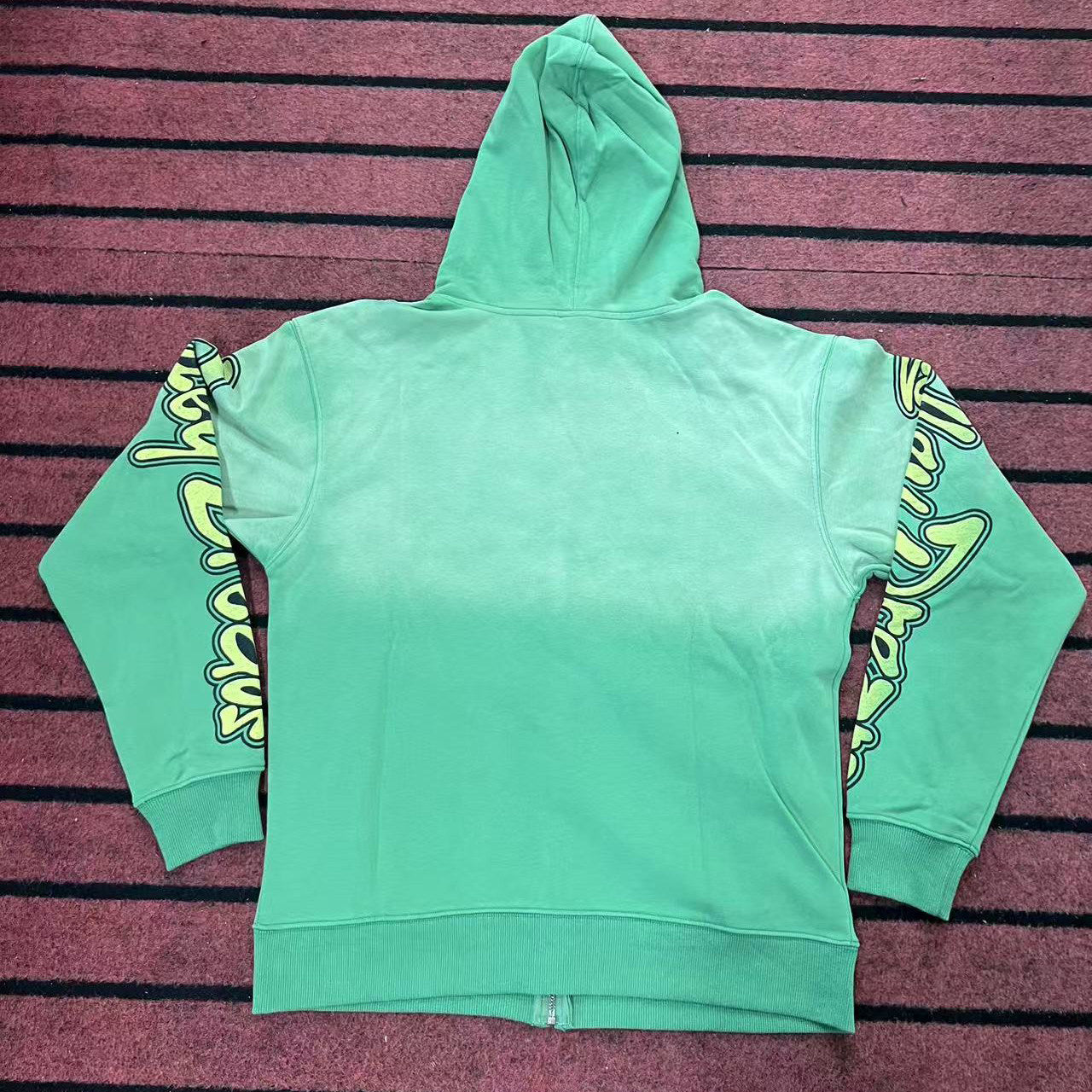 Green Valley Dreads Cartoon Peace‑Sign Graphic Zip‑Up Hoodie Unisex Oversized Jacket