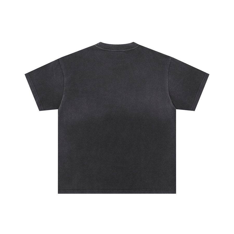 Black Vintage‑Wash Valley Fest Sculpture Graphic Oversized Unisex T‑Shirt