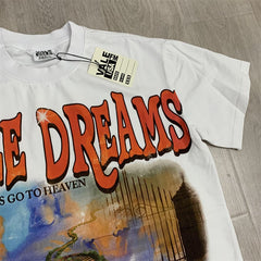 White Vale Dreams Vintage Cartoon Landscape Oversized Unisex T‑Shirt