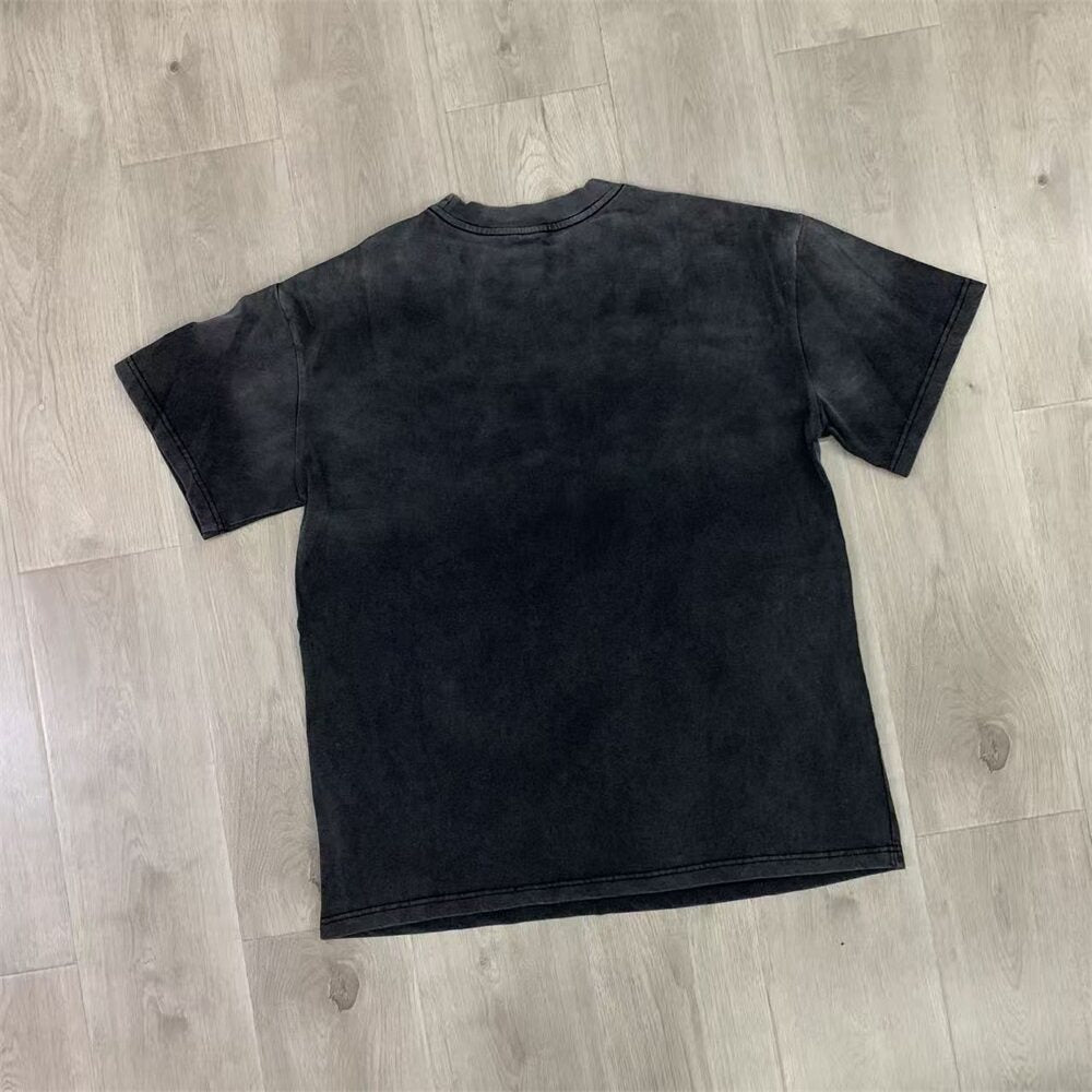 Black Vintage‑Wash Skull Graphic "Valley Dreams" Oversized Unisex T‑Shirt