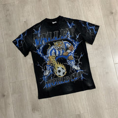 Black Tiger Soccer Lightning Vintage Oversized Unisex T‑Shirt