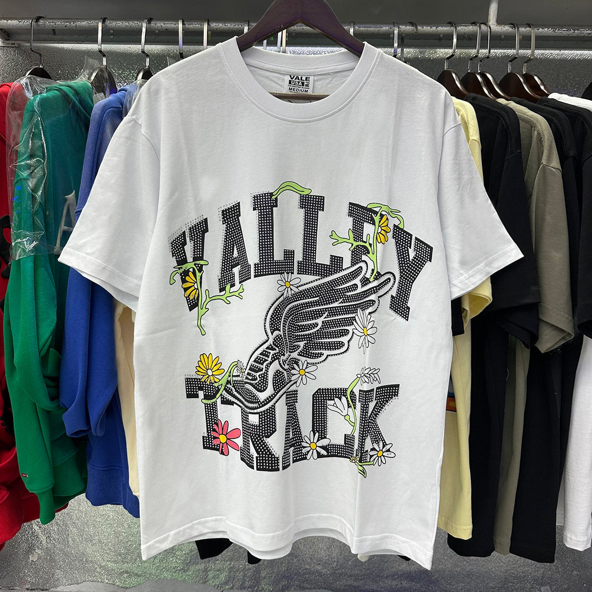 White Valley Track Eagle‑Flower Vintage Oversized Unisex T‑Shirt