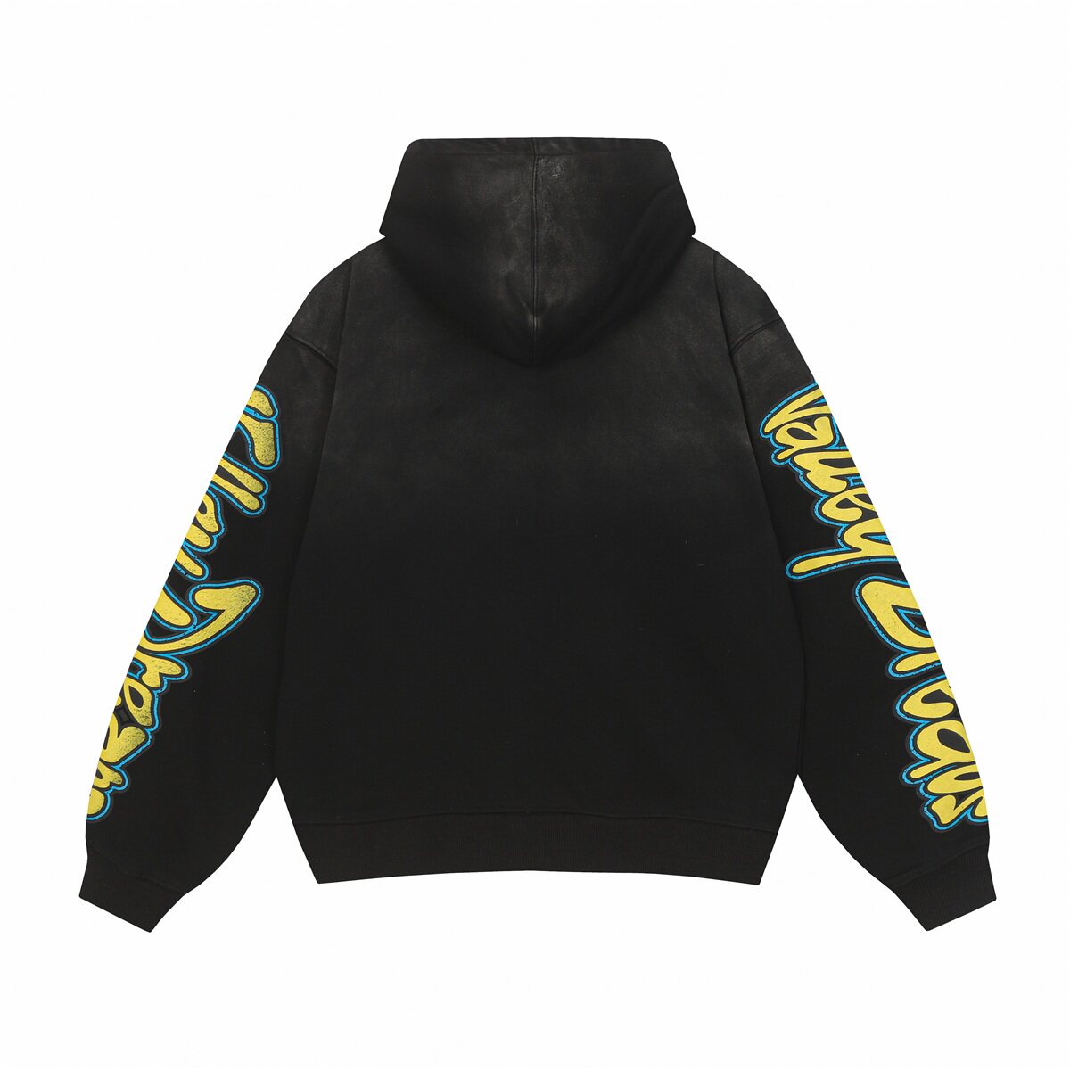 Valley Dreams Cartoon Cat Peace‑Sign Graphic Zip‑Up Hoodie, Black Vintage Oversized Streetwear Unisex Jacket