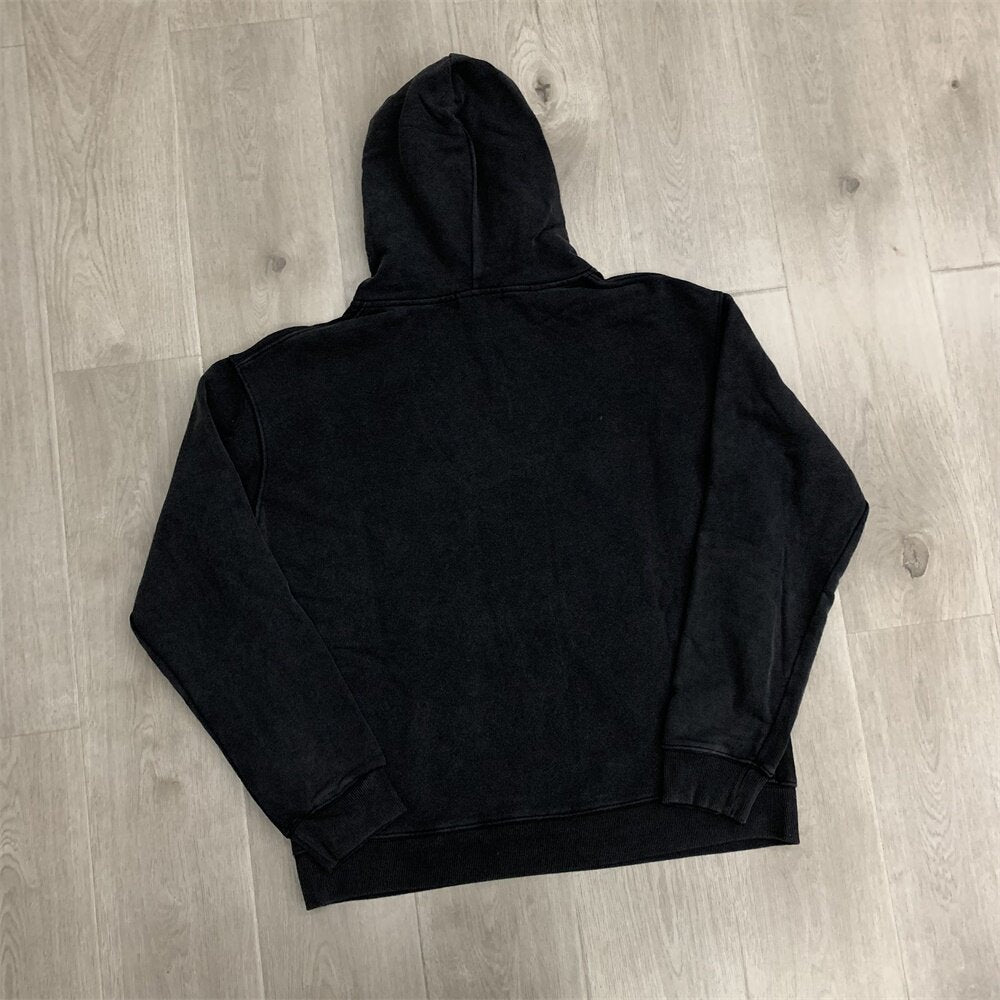 Black Washed‑out Valley Dreams Statue Of Liberty Graphic Zip‑Up Hoodie Unisex Oversized Jacket
