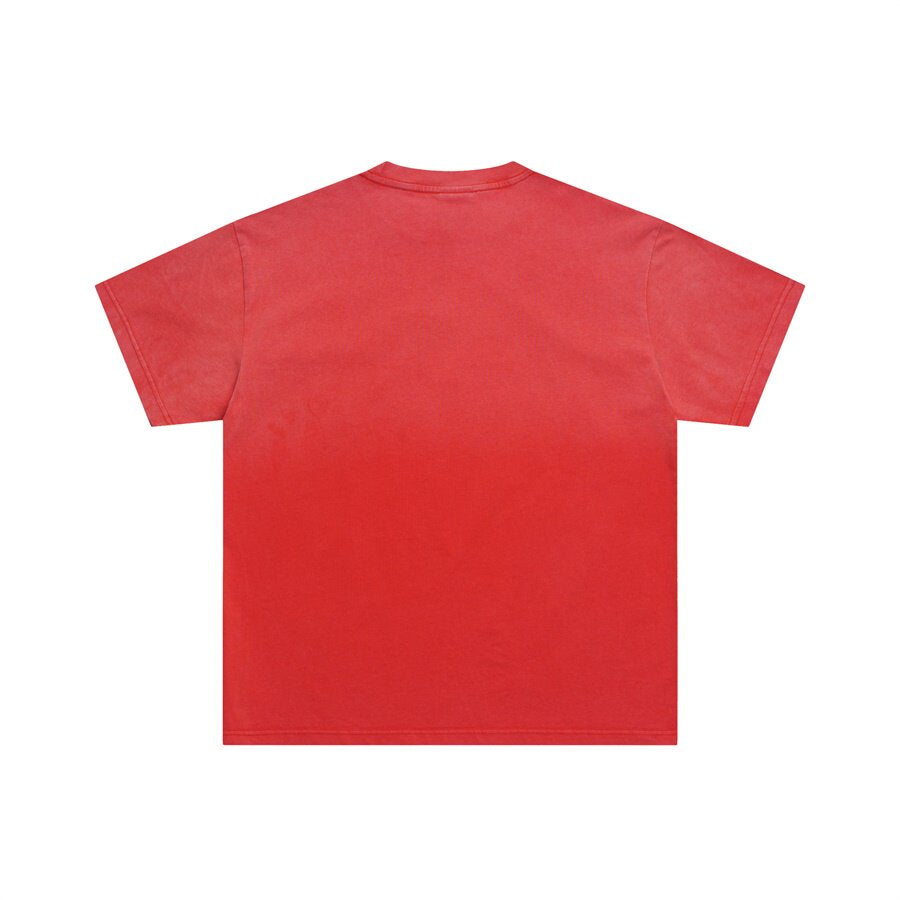 Red Vintage‑Wash Sun‑Moon "Valley Dreams" Oversized Unisex T‑Shirt
