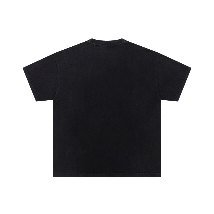 Black Vintage‑Wash Wrestler "Valley" Graphic Oversized Unisex T‑Shirt