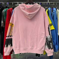 Valley Dreams Statue Of Liberty Cityscape Zip‑Up Hoodie, Pink Vintage Oversized Streetwear Unisex Jacket
