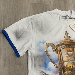 White Tie‑Dye Trophy Dreams Ringer Short Sleeve Oversized Unisex T‑Shirt
