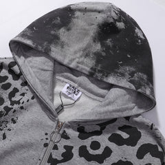 Leopard‑Tie‑Dye Graphic Zip‑Up Hoodie Unisex Oversized Jacket