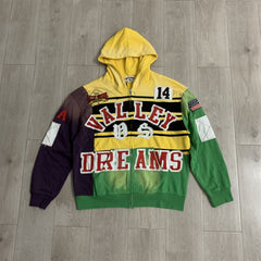 Color‑Block Striped Valley Dreams Zip‑Up Hoodie Unisex Oversized Jacket