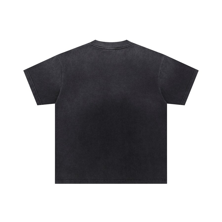 Black Vintage‑Wash Valley Target Graphic Oversized Unisex T‑Shirt