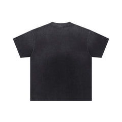 Black Vintage‑Wash Valley Target Graphic Oversized Unisex T‑Shirt
