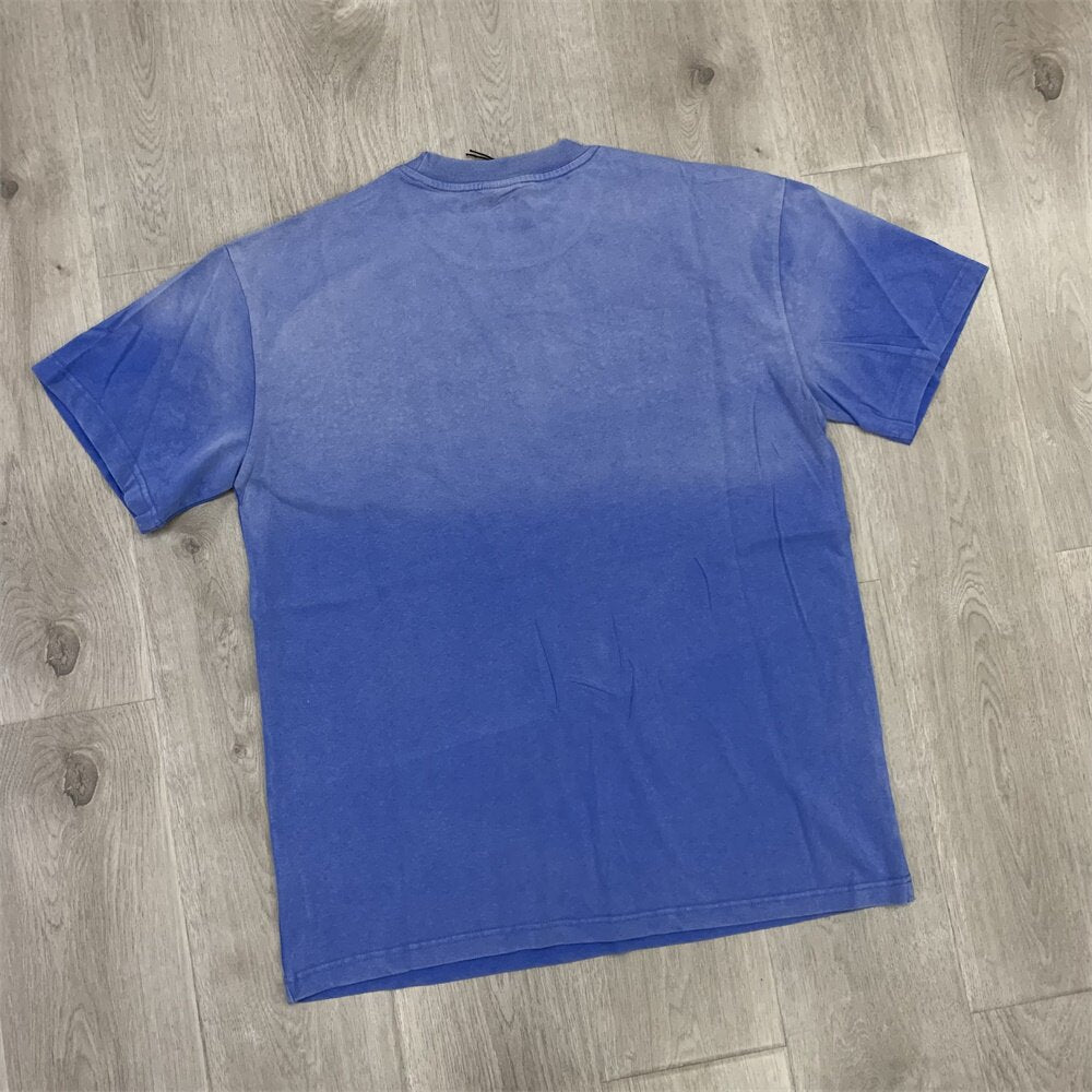 Blue Vintage‑Wash Summer Hot‑Air‑Balloon Landscape Oversized Unisex T‑Shirt