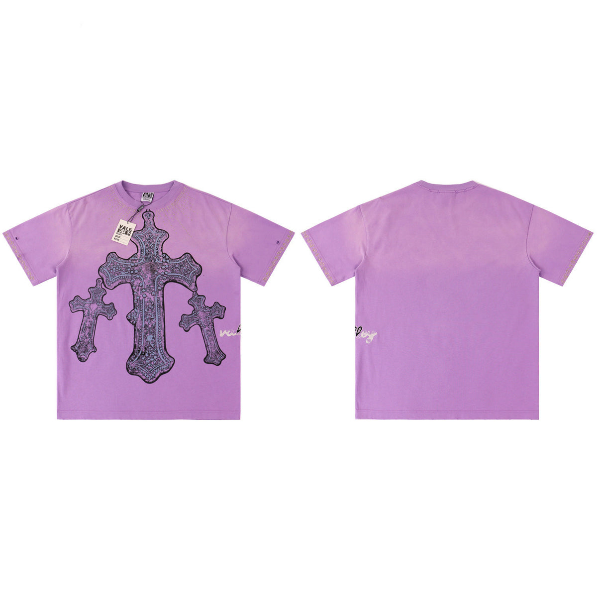 Purple‑Washed Cross Vintage Oversized Unisex T‑Shirt