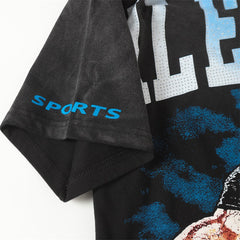Black Vintage‑Wash Vale Dreams Football Ape Graphic Oversized Unisex T‑Shirt
