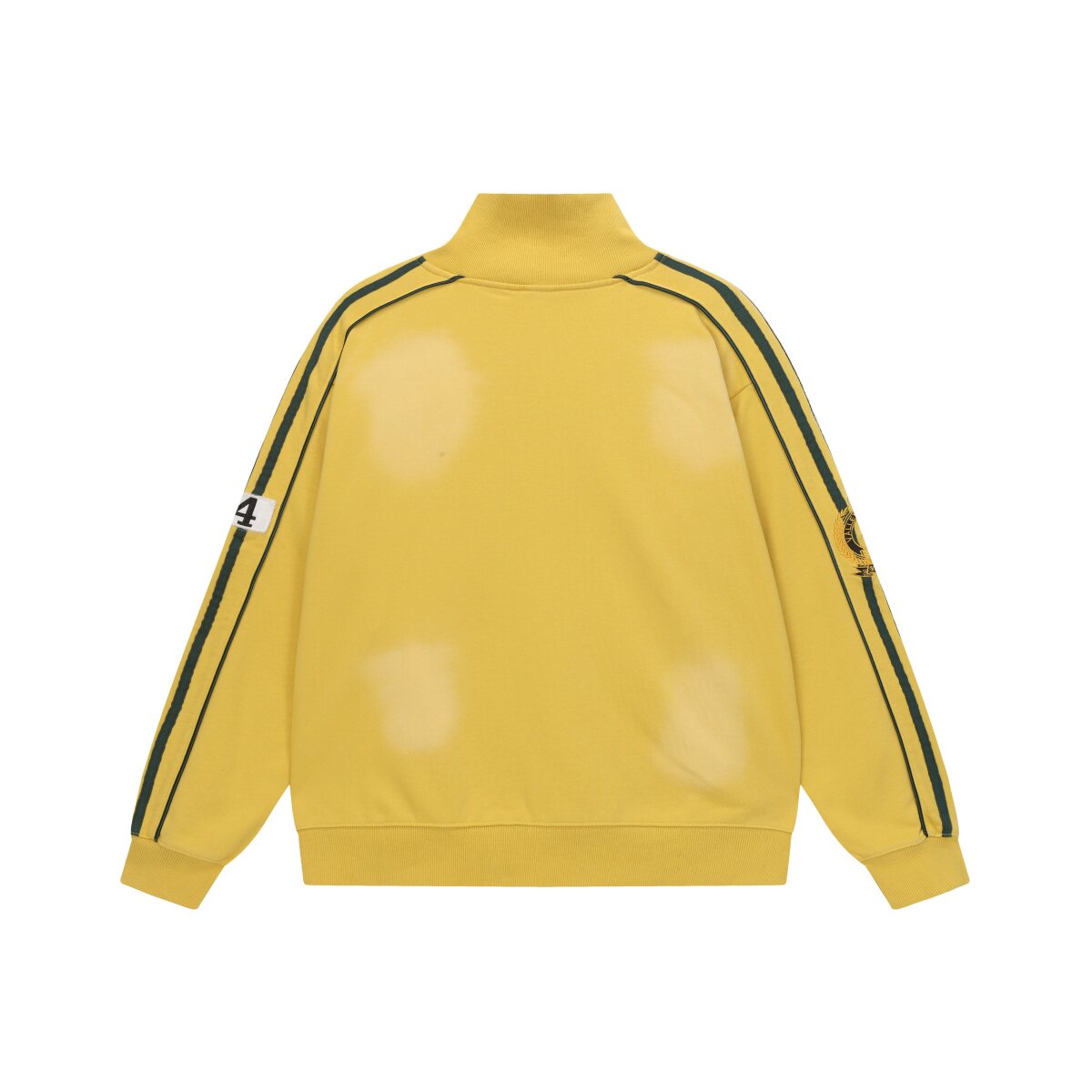 Valley Dreams Chenille Letter Zip‑Up Track Jacket, Yellow Green Stripe Oversized Streetwear Unisex Coat
