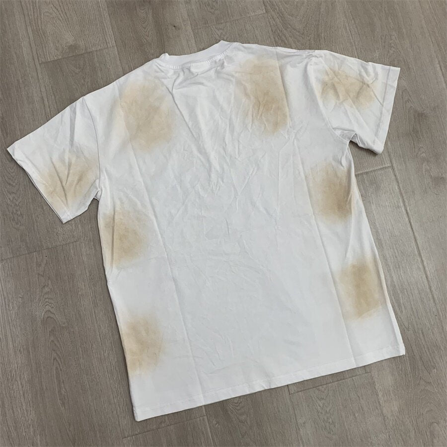 White Bleach‑Wash Vale Dreams Target Figure Graphic Oversized Unisex T‑Shirt