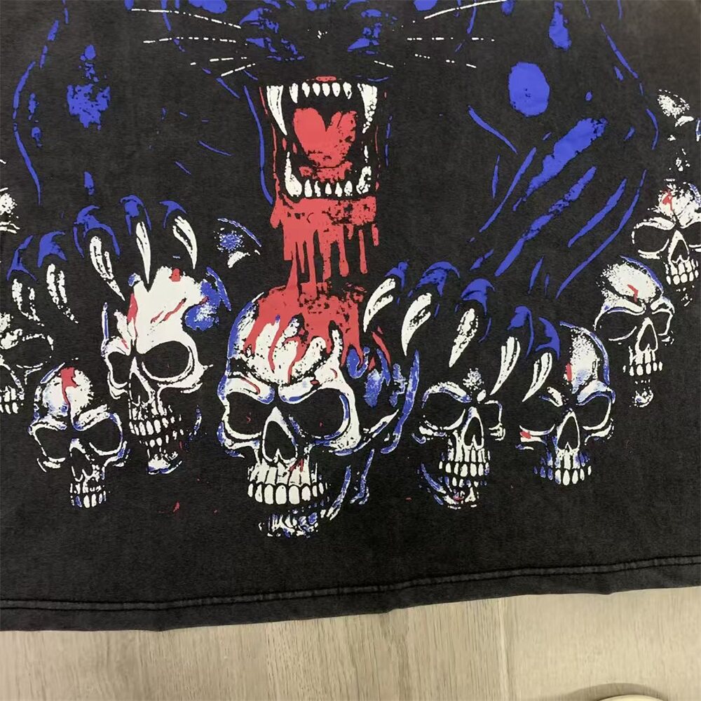 Black Vintage‑Wash Skull Graphic "Valley Dreams" Oversized Unisex T‑Shirt