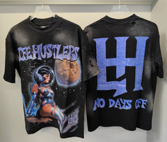 Vintage Space Astronaut Girl Graphic Oversized Unisex T‑Shirt