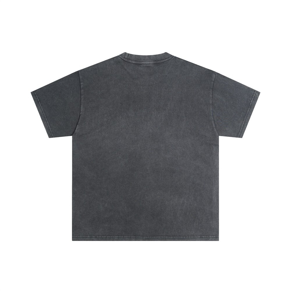 Black Vintage‑Wash "Valley Dreams" Letter Graphic Oversized Unisex T‑Shirt