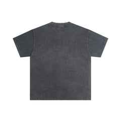 Black Vintage‑Wash "Valley Dreams" Letter Graphic Oversized Unisex T‑Shirt