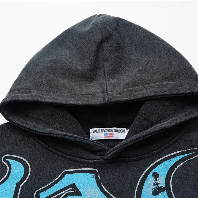 Black Washed‑out Valley Dreams Statue Of Liberty Graphic Zip‑Up Hoodie Unisex Oversized Jacket