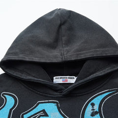 Black Washed‑out Valley Dreams Statue Of Liberty Graphic Zip‑Up Hoodie Unisex Oversized Jacket