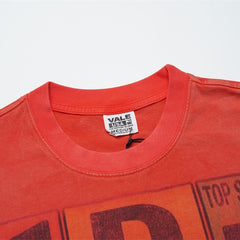 Red Vintage‑Wash Vale Dreams Text Graphic Oversized Unisex T‑Shirt