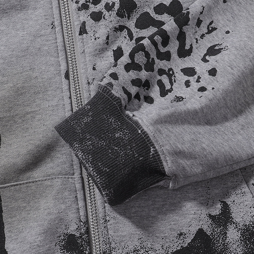 Leopard‑Tie‑Dye Graphic Zip‑Up Hoodie Unisex Oversized Jacket