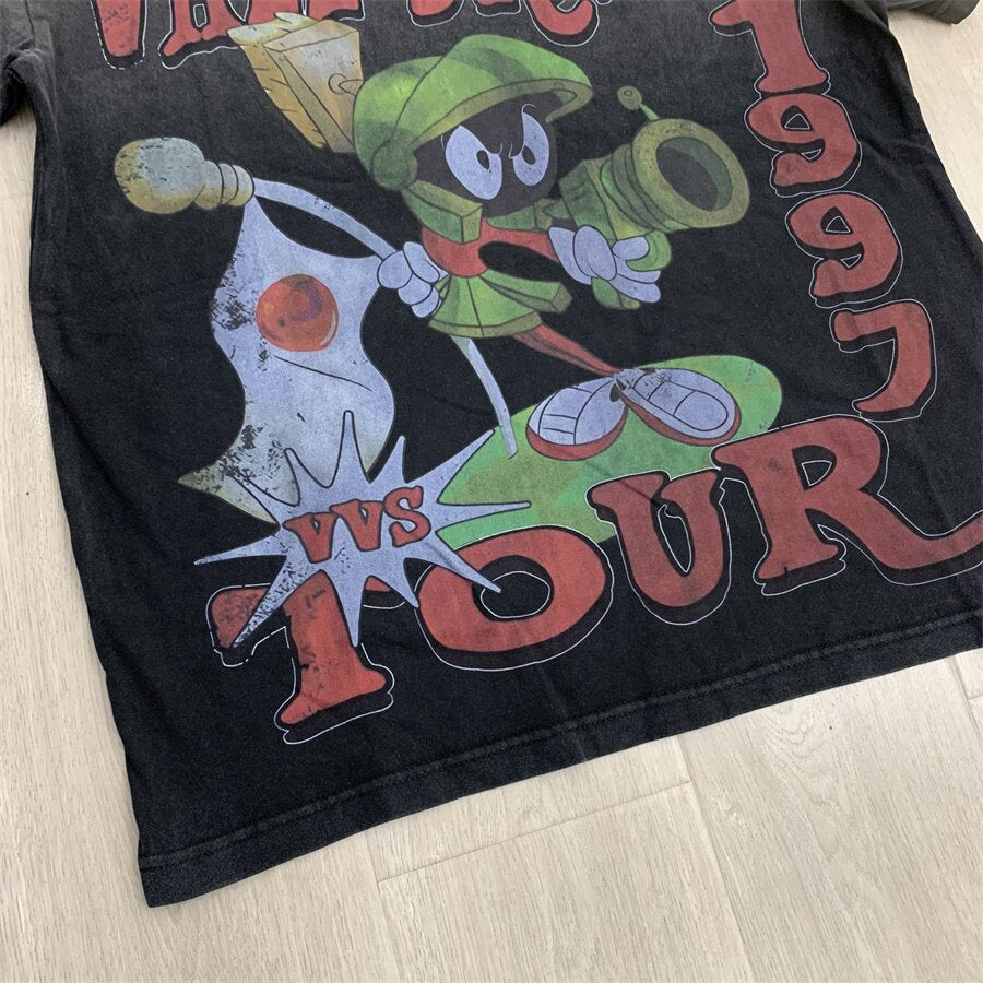Black Vintage Wash Vale Dreams 1997 Tour Cartoon Oversized Unisex T‑Shirt