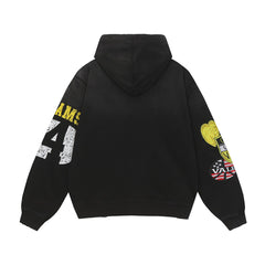 Valley Army Of Dreams Angry Bee Graphic Zip‑Up Hoodie, Black Vintage Patch‑Print Oversized Streetwear Unisex Jacket