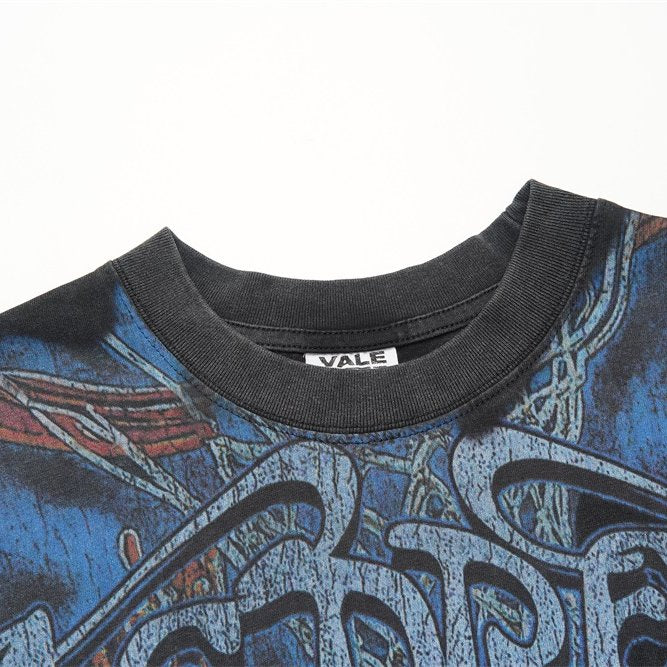 Black Vintage‑Wash Vale Dreams Monster Fighter Oversized Unisex T‑Shirt