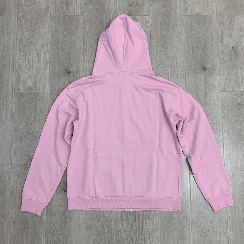 Pink Retro Portrait Graphic Zip‑Up Hoodie Unisex Oversized Jacket