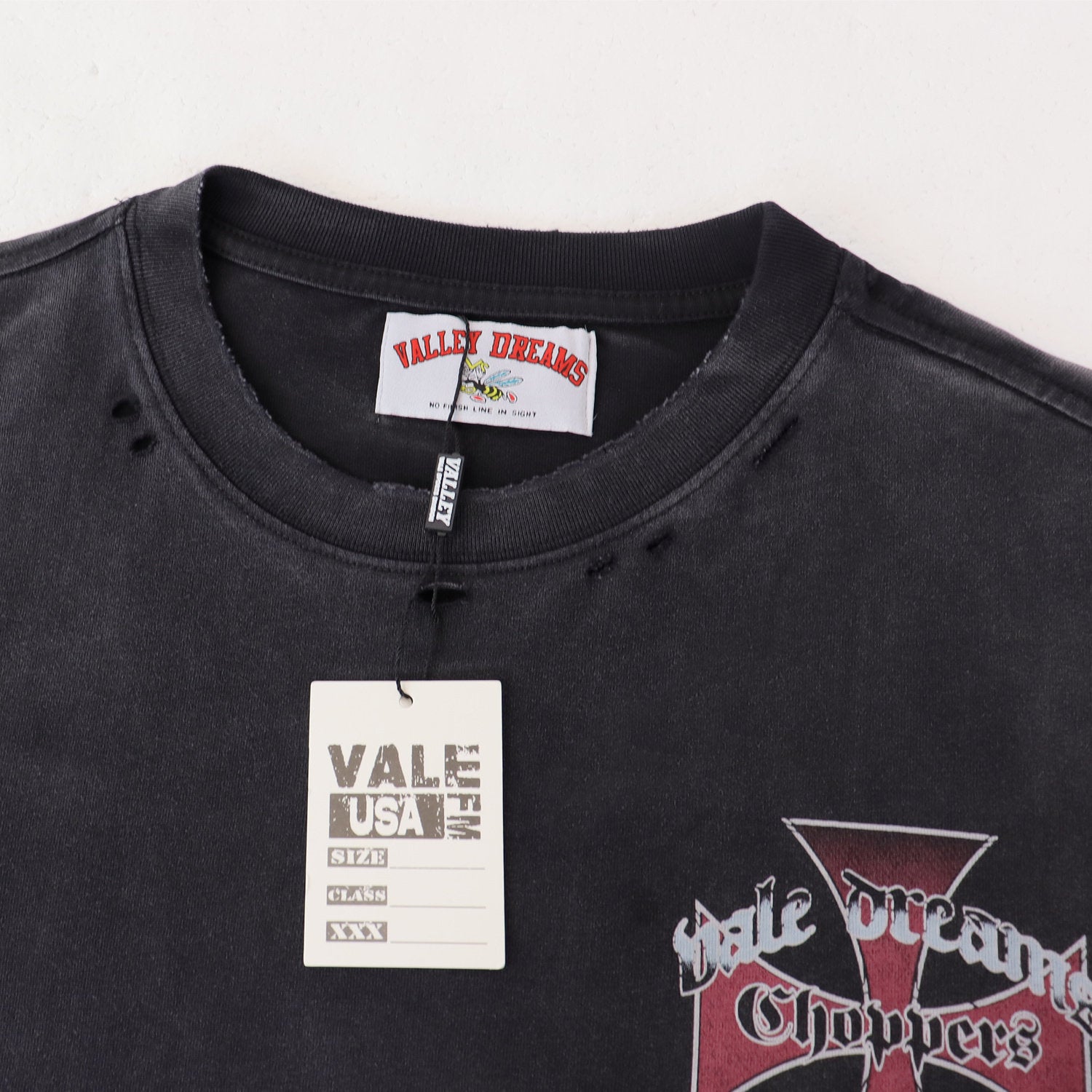 Black Distressed Cross‑Logo Back‑Print Oversized Unisex T‑Shirt