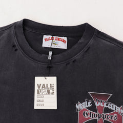 Black Distressed Cross‑Logo Back‑Print Oversized Unisex T‑Shirt