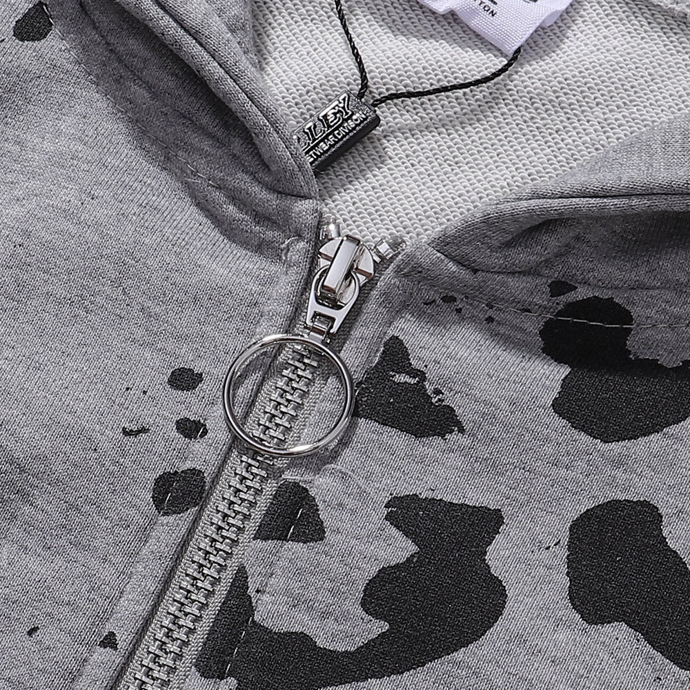 Leopard‑Tie‑Dye Graphic Zip‑Up Hoodie Unisex Oversized Jacket