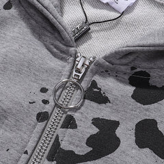 Leopard‑Tie‑Dye Graphic Zip‑Up Hoodie Unisex Oversized Jacket