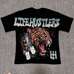Vintage Leopard Graphic Oversized Unisex T‑Shirt