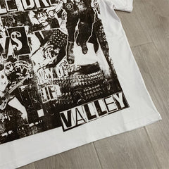 White Vale Dreams Retro Collage Portrait Oversized Unisex T‑Shirt