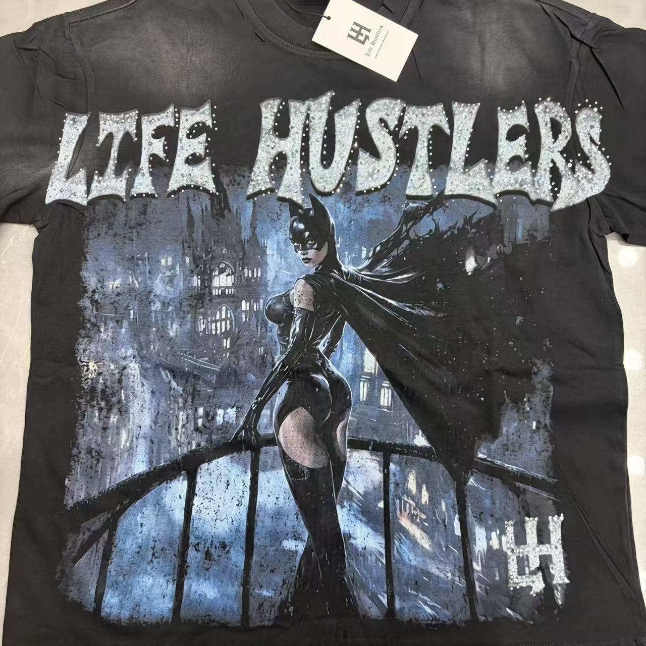 Distressed Catwoman Graphic Oversized Unisex T‑Shirt