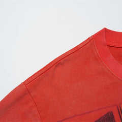 Red Vintage‑Wash Vale Dreams Text Graphic Oversized Unisex T‑Shirt