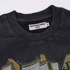 Black Vintage‑Wash Valley Fest Sculpture Graphic Oversized Unisex T‑Shirt