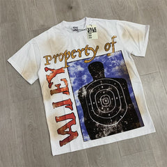 White Bleach‑Wash Vale Dreams Target Figure Graphic Oversized Unisex T‑Shirt