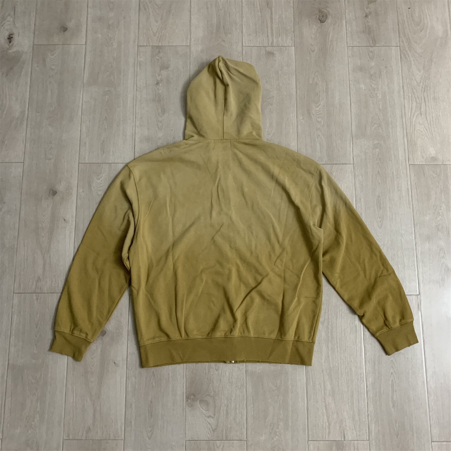 Olive‑Green Gradient‑Wash Graphic Zip‑Up Hoodie Unisex Oversized Jacket
