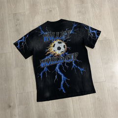 Black Tiger Soccer Lightning Vintage Oversized Unisex T‑Shirt